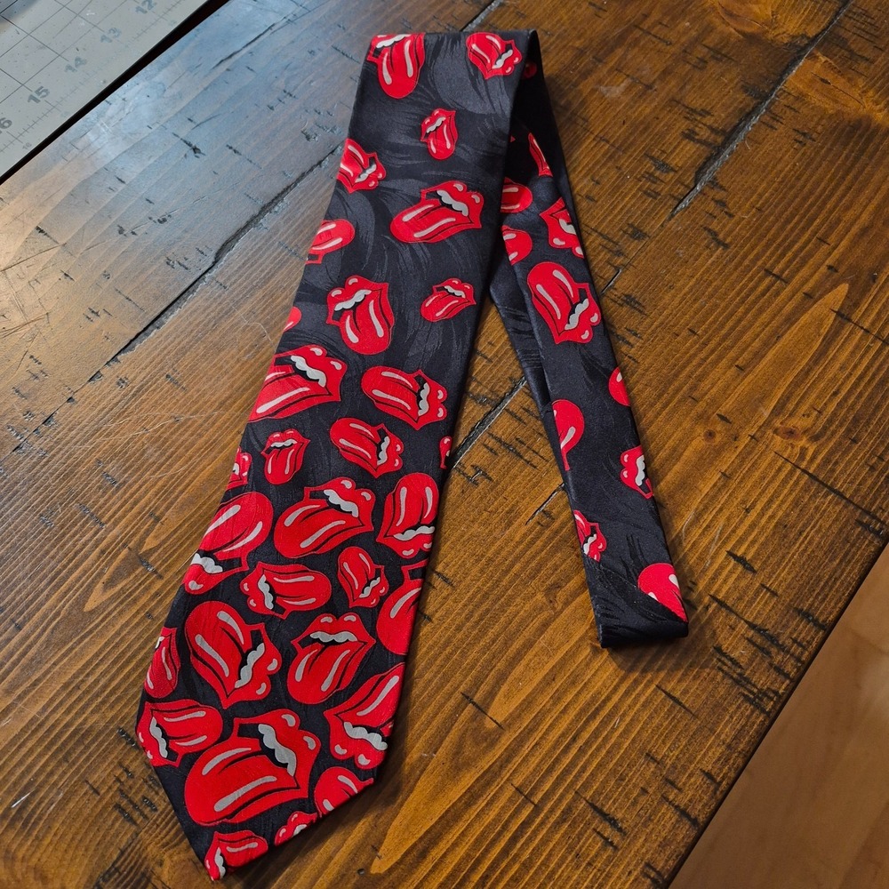 Ralph Martin Silk Tie Rolling Stones Falling Tongues Vintage Rock and Roll